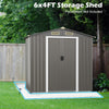 6 x 4 Feet Outdoor Metal Storage Shed with Ventilation Sliding Doors-Grey
