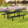 Outdoor Picnic Table & Bench Set for 8 with Seats & Mesh Grid-Black