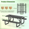 Outdoor Picnic Table & Bench Set for 8 with Seats & Mesh Grid-Black