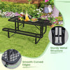 Outdoor Picnic Table & Bench Set for 8 with Seats & Mesh Grid-Black