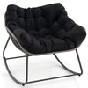 Outdoor Rocking Chair with Thick and Removable Cushion-Black