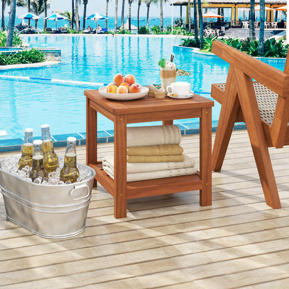 Outdoor Side Table 2-Tier Versatile End Table Accent Table