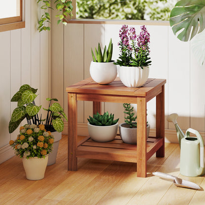 Outdoor Side Table 2-Tier Versatile End Table Accent Table