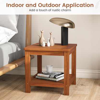 Outdoor Side Table 2-Tier Versatile End Table Accent Table