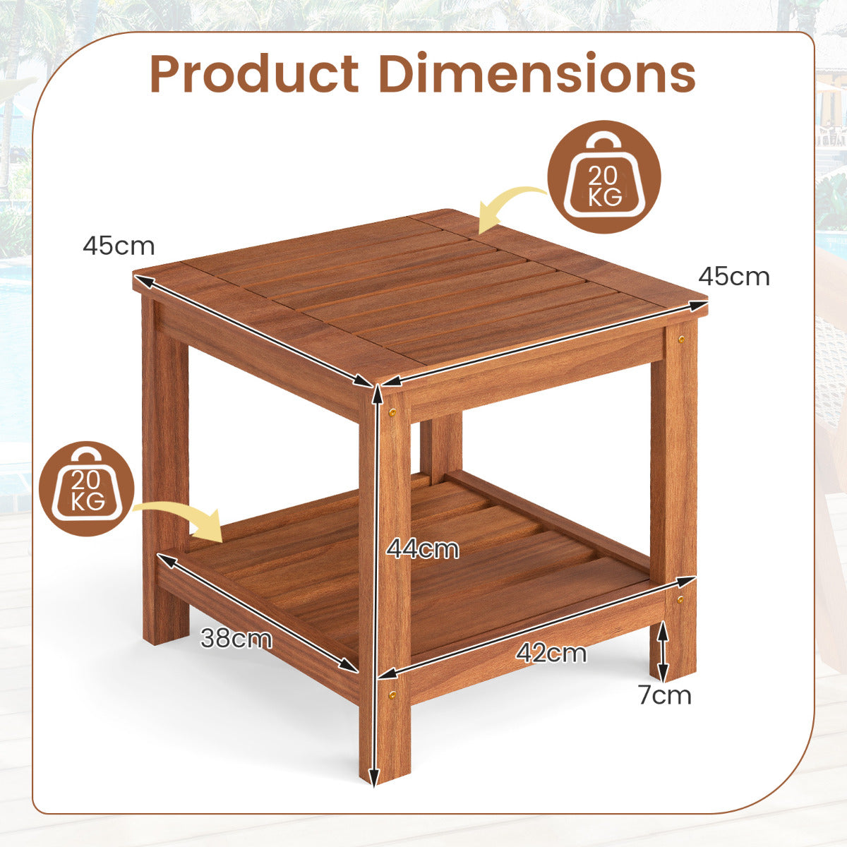 Outdoor Side Table 2-Tier Versatile End Table Accent Table