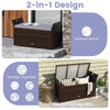 Outdoor Storage Bench with Hand-woven PE Rattan Wicker and Side Handles-Grey