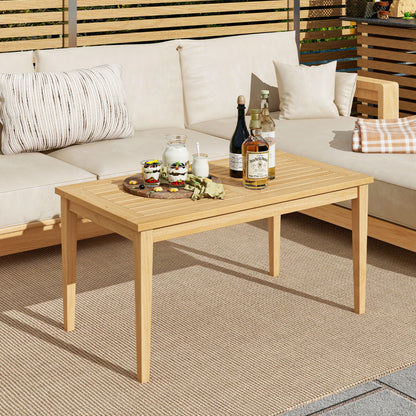 Outdoor Teak Wood Coffee Table with Slatted Tabletop