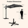 Patio Offset Umbrella with 360° Rotation and 5 Adjustable Tilt 8 Ribs-Grey
