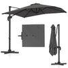 Patio Offset Umbrella with 360° Rotation and 5 Adjustable Tilt 8 Ribs-Grey