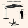 Patio Offset Umbrella with 360° Rotation and 5 Adjustable Tilt 8 Ribs-Black