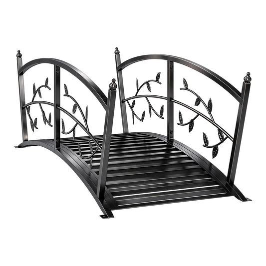 Outsunny 1.2M Metal Garden Bridge with Safety Railings in Black