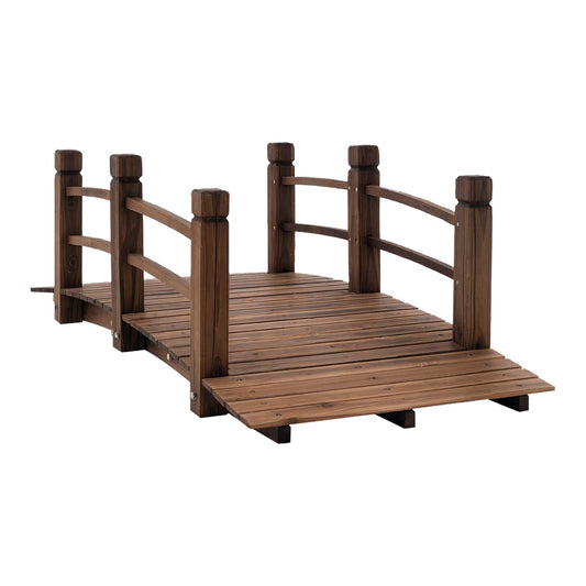 Outsunny 1.5M Wooden Garden Bridge in Dark Brown