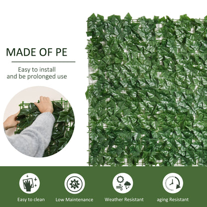 The garden screen showing close-up leaf detail and icons highlighting product benefits