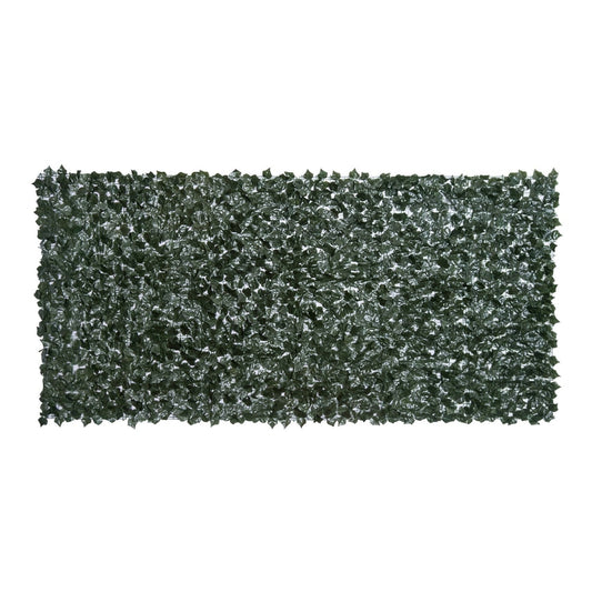 Outsunny 1-Piece Artificial Leaf Hedge Screen Privacy Fence Panel, a dark green artificial hedge panel
