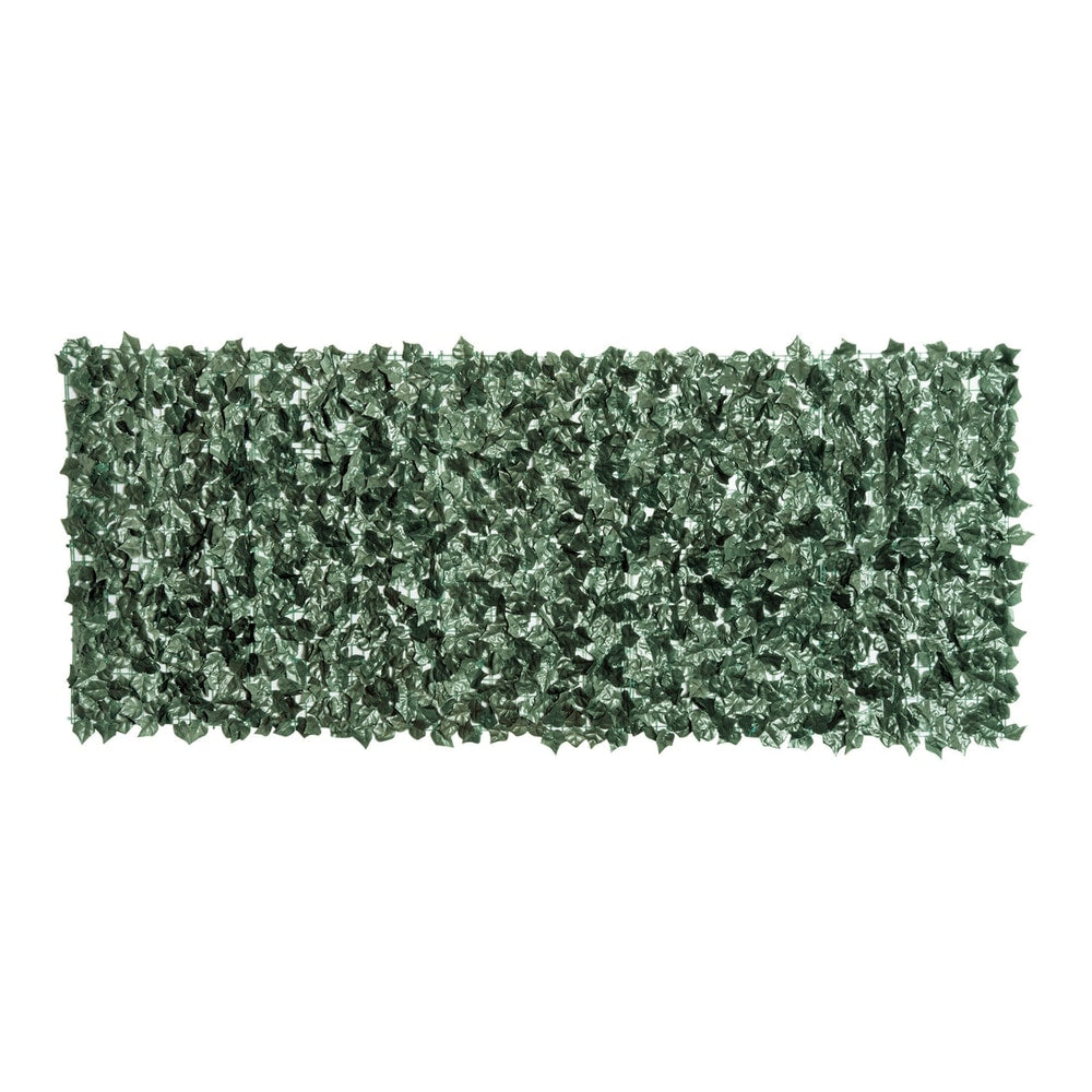Outsunny 1-Piece Artificial Leaf Hedge Screen Privacy Fence Panel in dark green on a white background