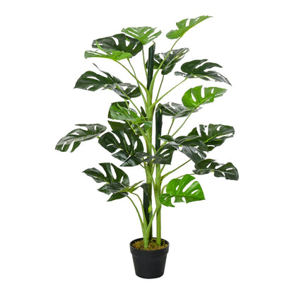 Outsunny 100cm/3.3FT Artificial Monstera Tree, a tall green plant with large split leaves in a black pot