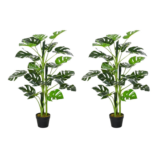 Outsunny 100cm/3.3FT Artificial Monstera Tree with 21 leaves in black nursery pots