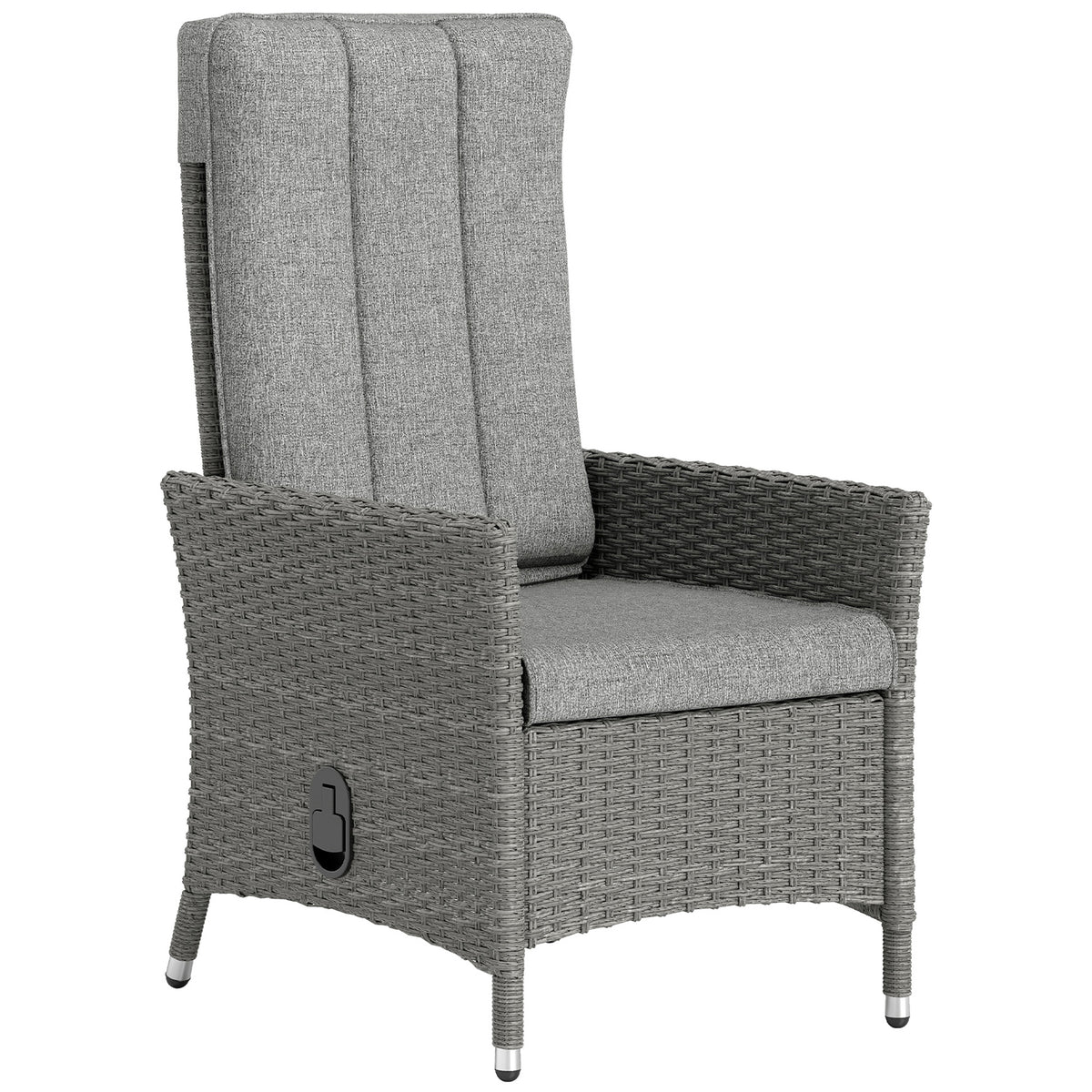 Outsunny 105°-150° Reclining Rattan Chair in Light Grey