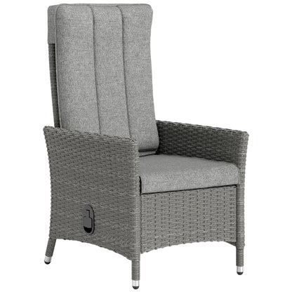 Outsunny 105°-150° Reclining Rattan Chair in Light Grey