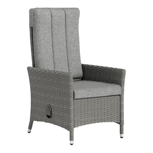 Outsunny 105°-150° Reclining Rattan Chair in Light Grey