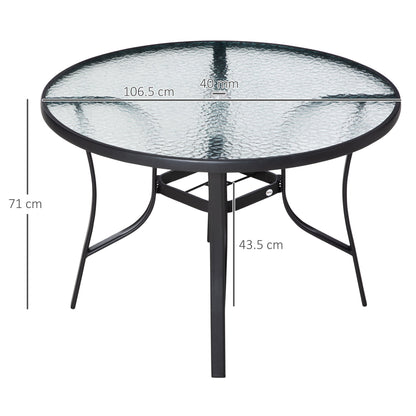 Diagram showing the dimensions of the round garden table