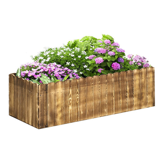 Outsunny 109L Raised Garden Bed filled with colourful flowers and green foliage