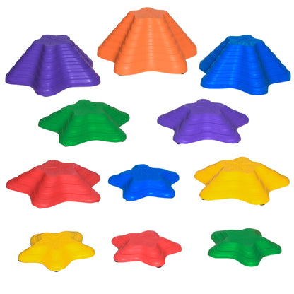 Outsunny 11-Piece Balance Stepping Stones in multicolours, arranged in three rows