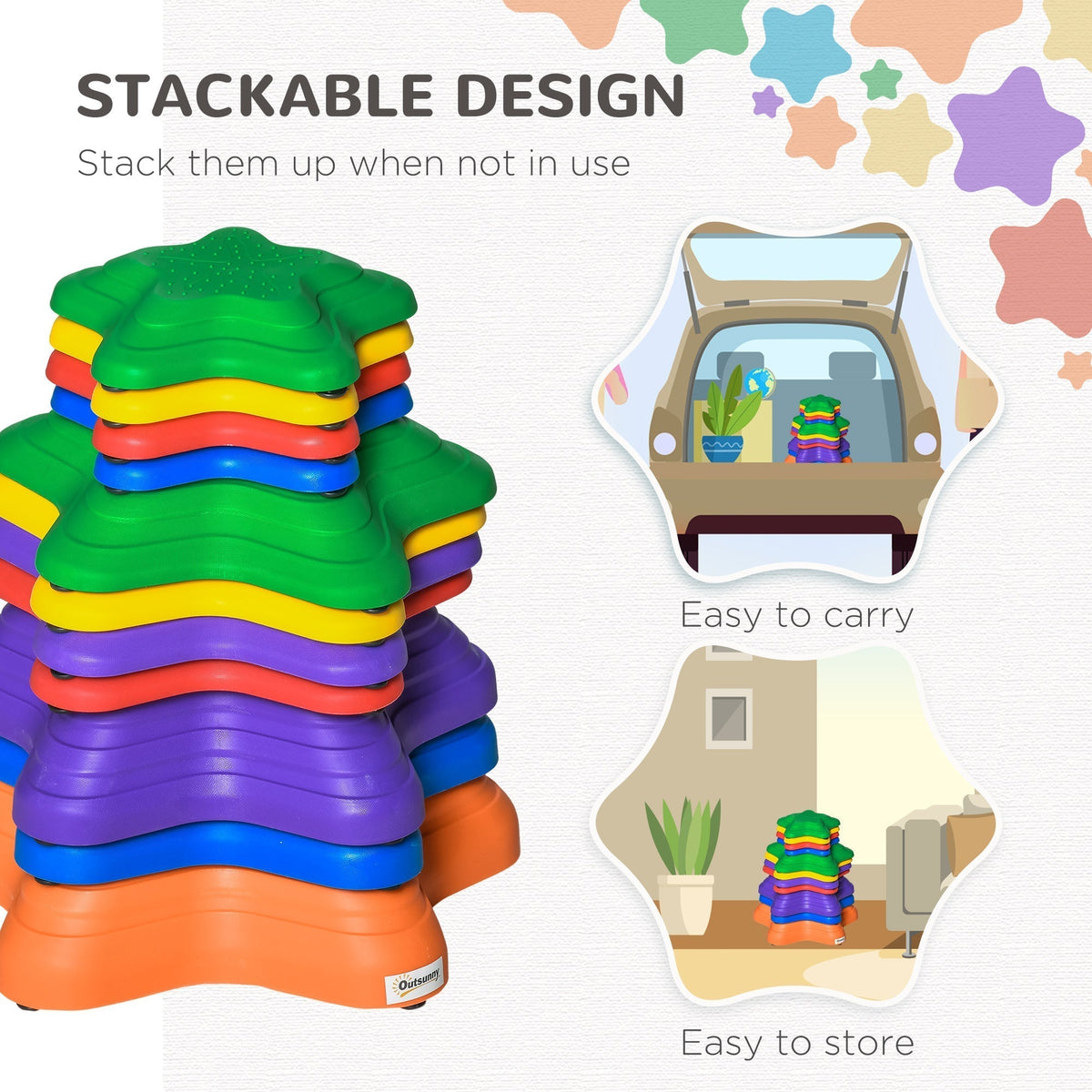 Stackable design for stepping stones, easy to carry and store