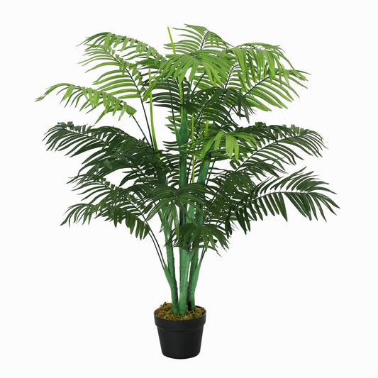 Outsunny 125cm/4FT Artificial Palm Plant Decorative Tree in a black nursery pot