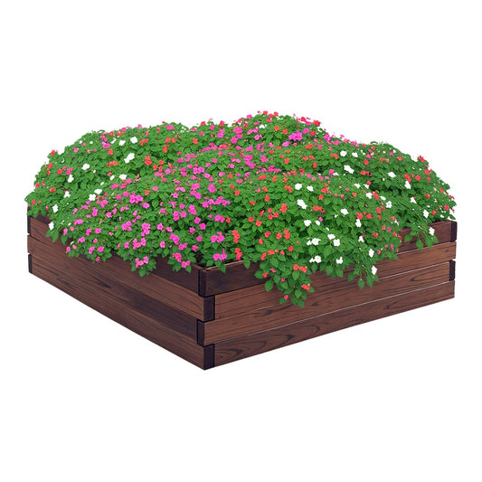 Outsunny 128L Wooden Raised Beds in Brown