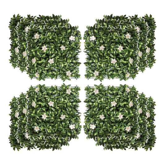 Outsunny 12PCS Artificial Boxwood Wall Panels Rhododendron Privacy Fence Screen Faux Hedge Greenery Backdrop