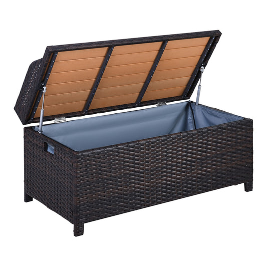 Outsunny 130 L Rattan Garden Storage Box in Mixed Brown