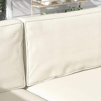 Close up of the stitching and texture of the cream back cushions