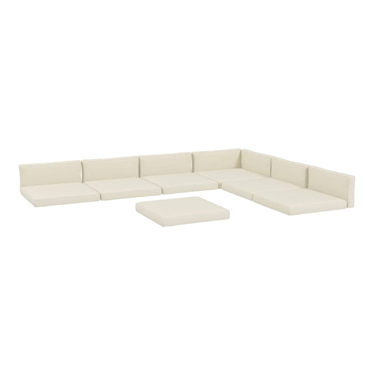 Outsunny 14-piece Dining Set Cushions in cream, arranged in an L-shape