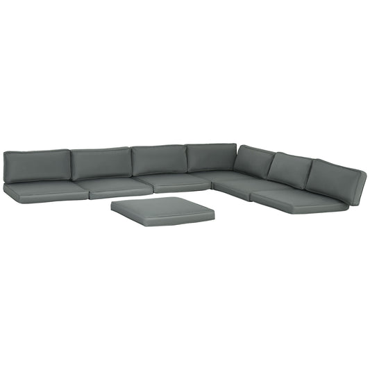 Outsunny 14-Piece Dining Set Cushions in grey fabric arranged on a white background