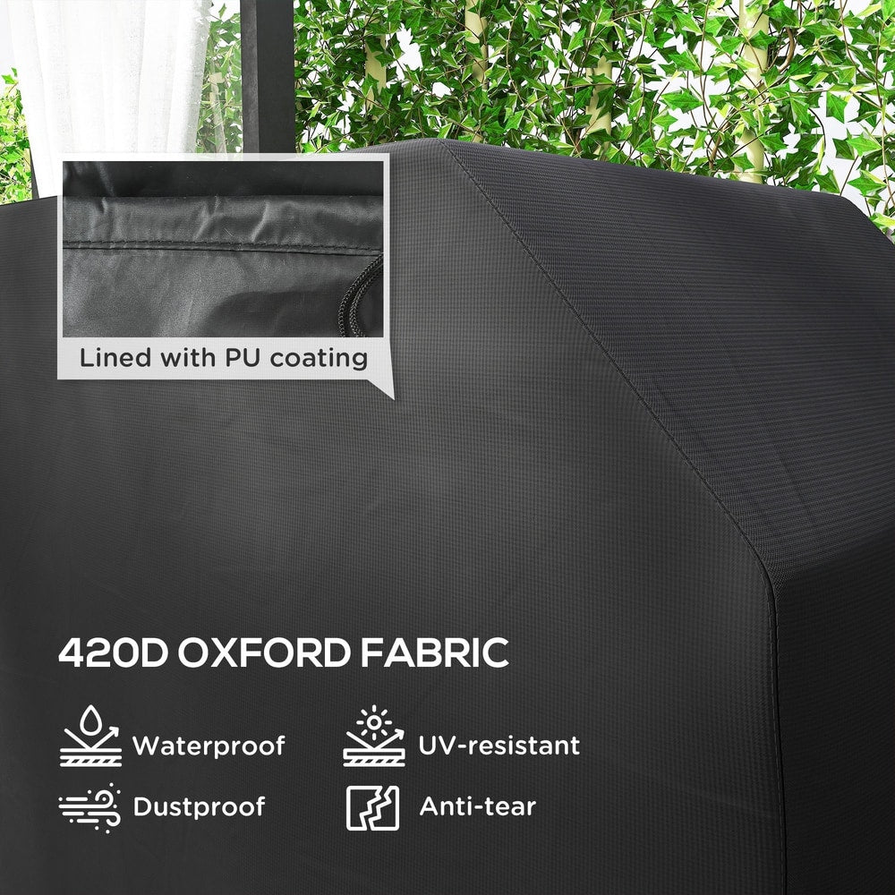 Close-up of the charcoal grill cover showing its textured fabric and waterproof coating