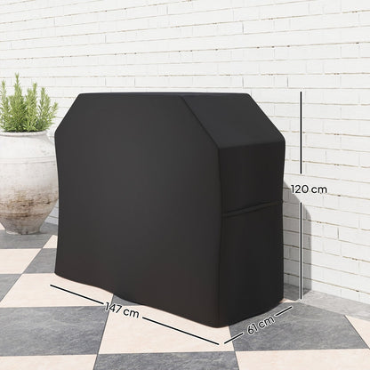 Dimensions of the black protective grill cover shown with lines and measurements