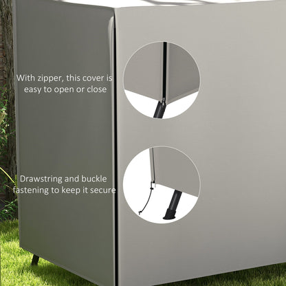 The garden cover highlighting the side zipper and the bottom drawstring fastening