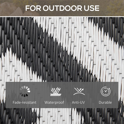 Outsunny Outdoor Rug in Black and White