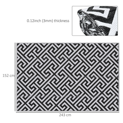 Outsunny Outdoor Rug in Black and White