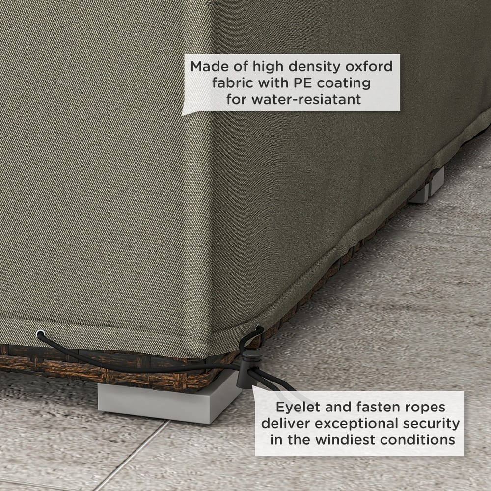 Close up of the waterproof furniture cover showing eyelets and fastenings