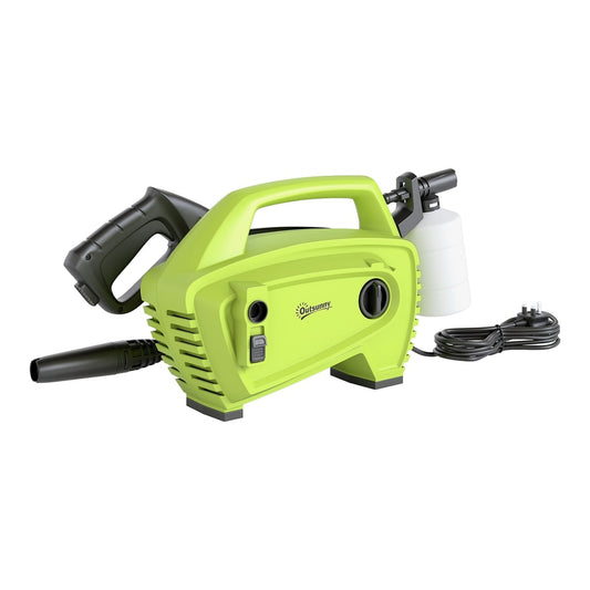 Outsunny 1600W 130-Bar Pressure Washer in green with a black handle and hose