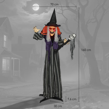 Size diagram showing the height and width of the moving witch decoration