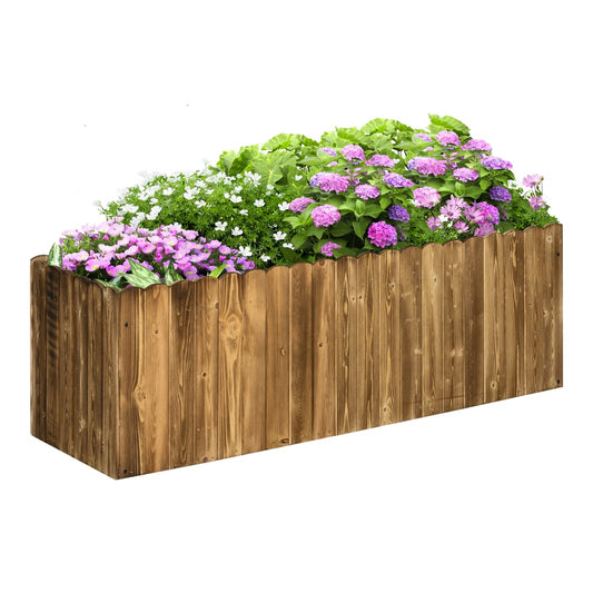 Outsunny 172L Raised Garden Bed in Natural Wood Colour