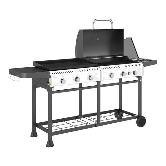 Outsunny 17kW Deluxe Duo Gas BBQ in Black