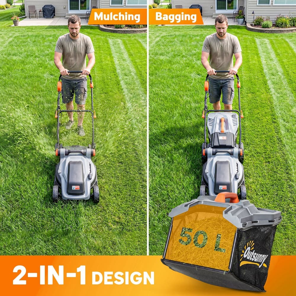 Comparison of the electric lawnmower's mulching and bagging functions