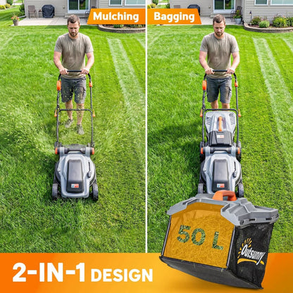 Comparison of the electric lawnmower's mulching and bagging functions