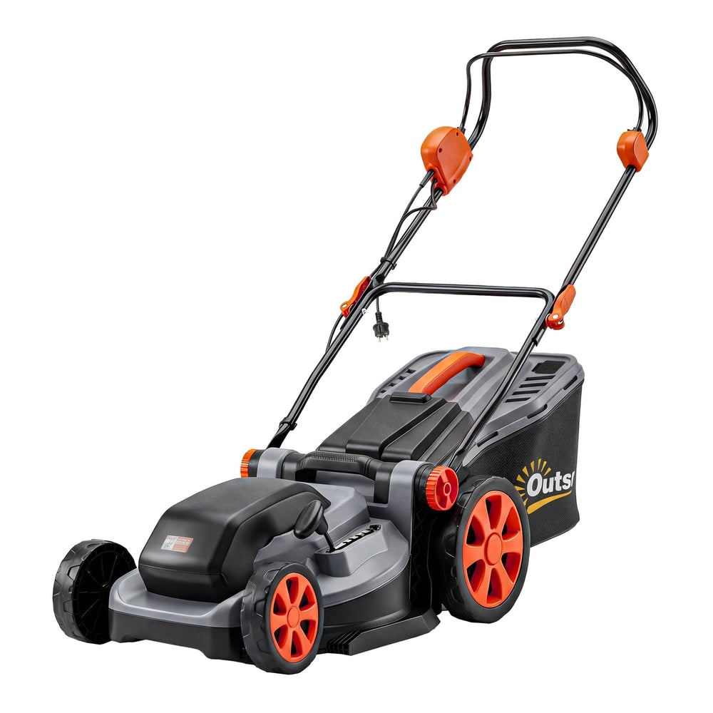 Outsunny 1800W Electric Lawnmower with 40cm Cutting Width on a patio
