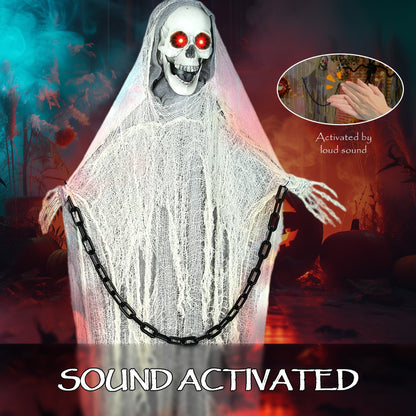 The animated skeleton with an inset showing hands clapping to trigger the sound activation