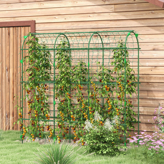 The garden arch trellis in use with climbing plants growing up it in a garden setting